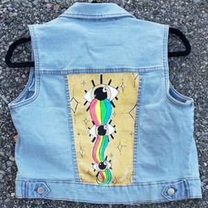 Handpainted jean vest